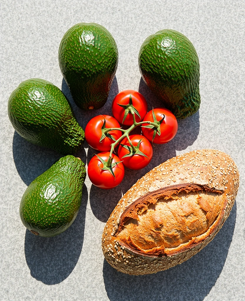 Frische Zutaten auf einer Steintheke